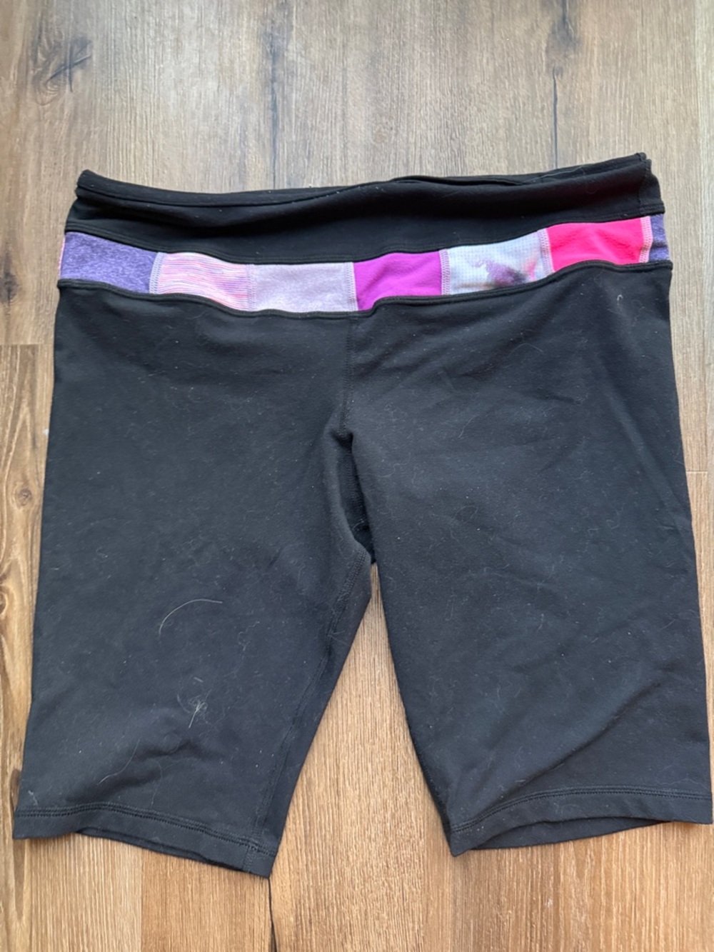 lululemon athletica Black Bike Shorts with Pink & Purple Waistband